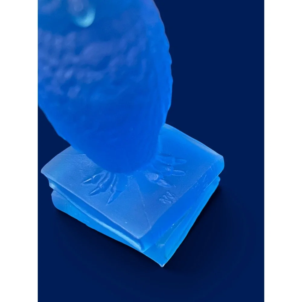 Vintage Westmoreland Satin Cobalt Blue Owl on Books Figurine Art Glass